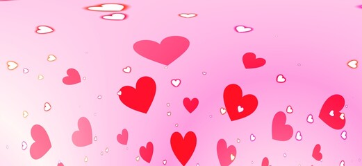 Pink Valentine's Day card, hearts, romance, Delicate pink background and a heart 