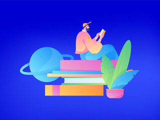 Education learning people flat vector concept hand drawn illustration
