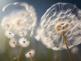 dandelion on blue background