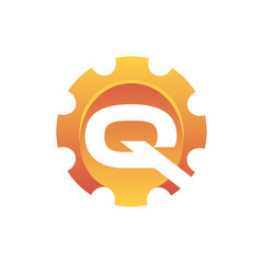 Initial Letter Q gear engineering logo design vector