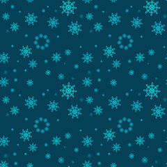Christmas winter seamless background with snowflakes. Dark blue background with snowflakes