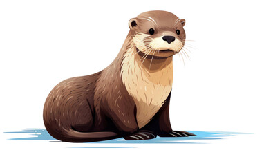 Adorable River Otter Portrait On Transparent PNG - obrazy, fototapety, plakaty