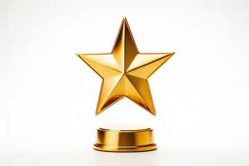 Golden star award trophy on white background Generative AI 