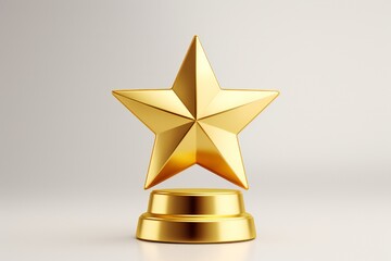 Golden star award trophy on white background Generative AI  - obrazy, fototapety, plakaty