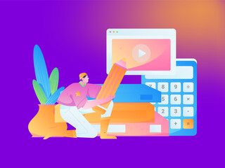 Education learning people flat vector concept hand drawn illustration
