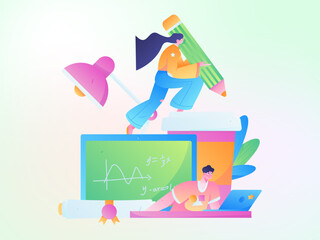 Education learning people flat vector concept hand drawn illustration
