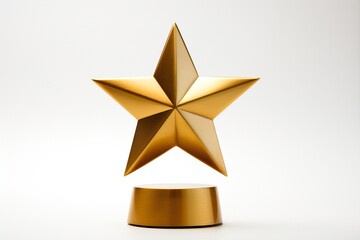 Golden star award trophy on white background Generative AI  - obrazy, fototapety, plakaty