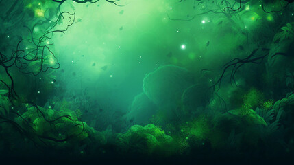 Fototapeta na wymiar A Dreamy Lush Green Foggy Background