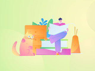 Education learning people flat vector concept hand drawn illustration
