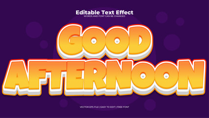 Purple violet orange and yellow good afternoon 3d editable text effect - font style - obrazy, fototapety, plakaty