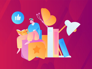 Education learning people flat vector concept hand drawn illustration
