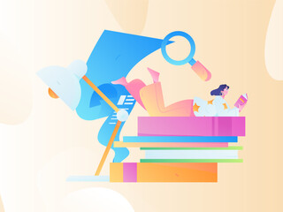 Education learning people flat vector concept hand drawn illustration
