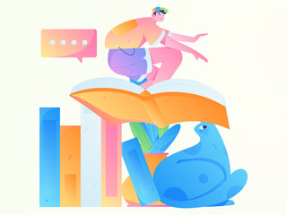 Education learning people flat vector concept hand drawn illustration
