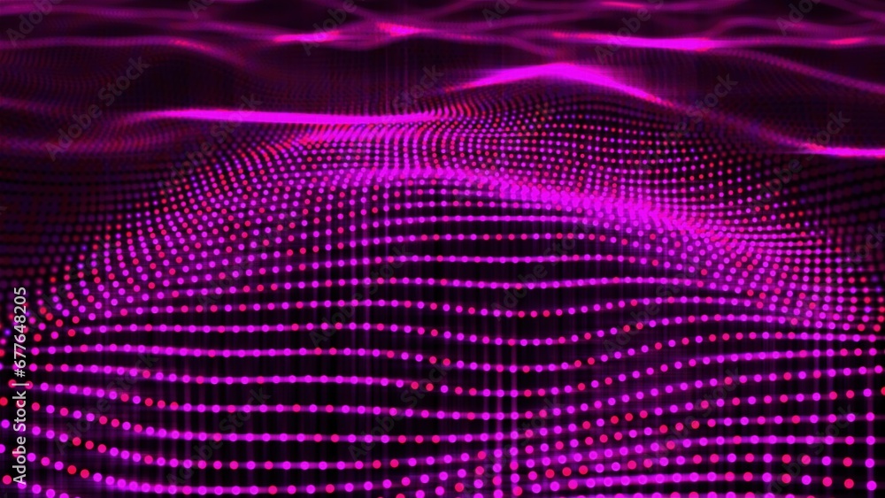 Poster abstract particle waves. computer generated 3d render