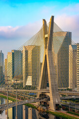 View of Octavio Frias de Oliveira bridge in Sao Paulo, Brazil