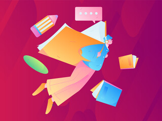 Education learning people flat vector concept hand drawn illustration
