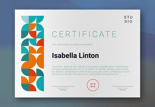Colorful Geometric Landscape Certificate Layout