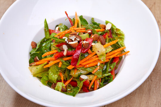 vegetable salad in the white plate