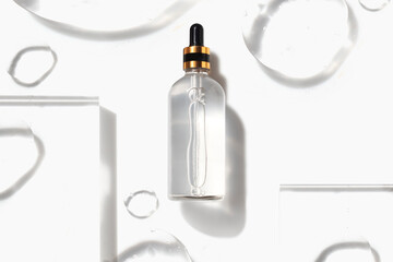 liquid aqua serum lotion dropper of beauty cosmetic skincare, product branding on white background