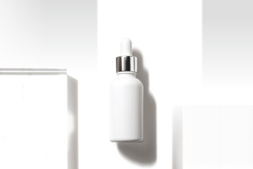 liquid aqua serum lotion dropper of beauty cosmetic skincare, product branding on white background