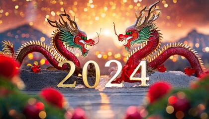 Fototapeta premium 2024, año nuevo de dragón