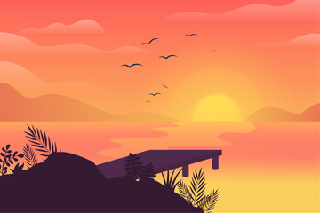 Fototapeta na wymiar beach sunset landscape background