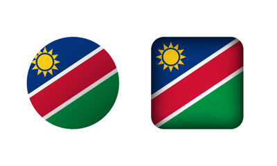 Flat Square and Circle Namibia National Flag Icons