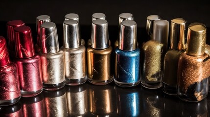 Metallic nail polish shades AI generated illustration