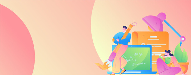 Education learning people flat vector concept hand drawn illustration
