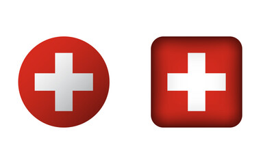 Obraz premium Flat Square and Circle Switzerland Flag Icons