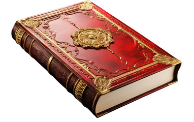 Classic Leather-Bound Atlas Book On Transparent PNG - obrazy, fototapety, plakaty