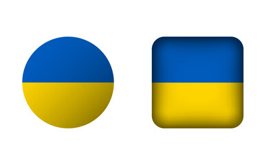 Flat Square and Circle Ukraine Flag Icons
