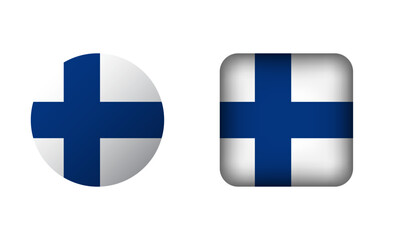 Flat Square and Circle Finland Flag Icons