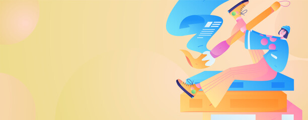 Education learning people flat vector concept hand drawn illustration
