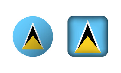 Flat Square and Circle Saint Lucia Flag Icons