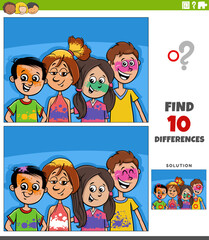 differences activity with cartoon children characters