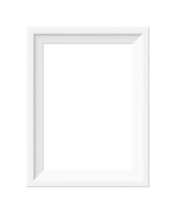 White picture frame. Minimalistic detailed photo realistic frame. Png clipart isolated on transparent background