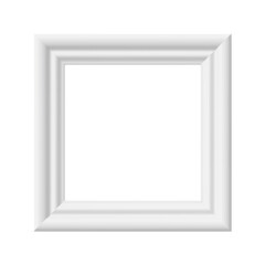 White picture frame. Minimalistic detailed photo realistic frame. Png clipart isolated on transparent background