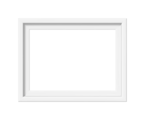 White picture frame. Minimalistic detailed photo realistic frame. Png clipart isolated on transparent background