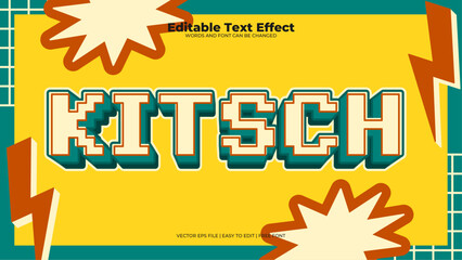 Yellow red and green kitsch 3d editable text effect - font style
