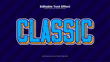 Blue and yellow classic 3d editable text effect - font style