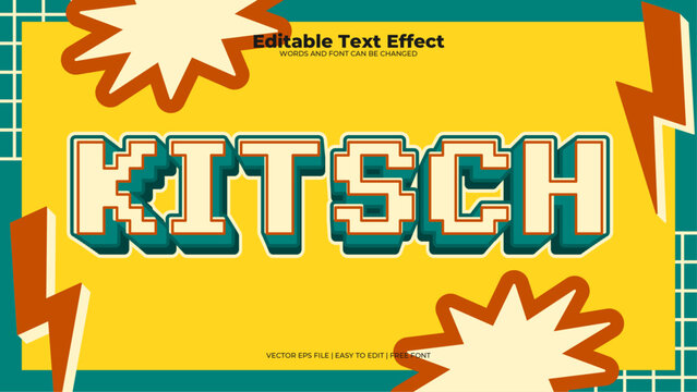 Yellow red and green kitsch 3d editable text effect - font style