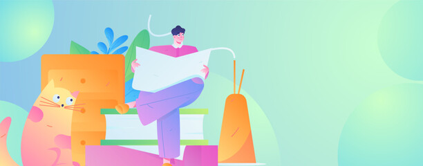 Education learning people flat vector concept hand drawn illustration
