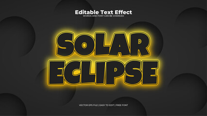Black and yellow solar eclipse 3d editable text effect - font style - obrazy, fototapety, plakaty