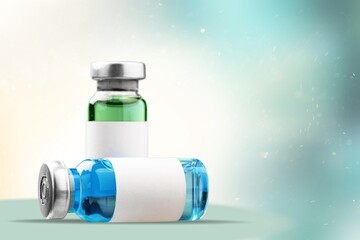 A set of vial of injection on desk in hospital