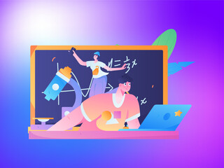 Education learning people flat vector concept hand drawn illustration
