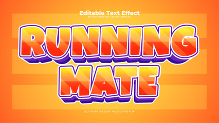Yellow orange and blue running mate 3d editable text effect - font style