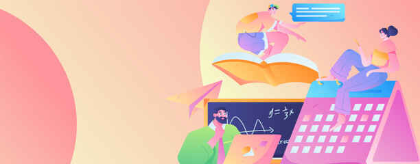 Education learning people flat vector concept hand drawn illustration
