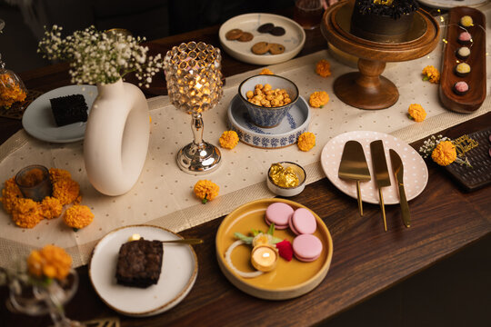 Diwali and New Year Decoration ideas with food and flowers