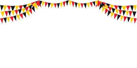 Naklejka premium Bunting Hanging Red Black and Yellow Flag Triangles Banner Background. Bunting flags for celebration, party, fair, market, sale, nations. German, Deutschland concepts.